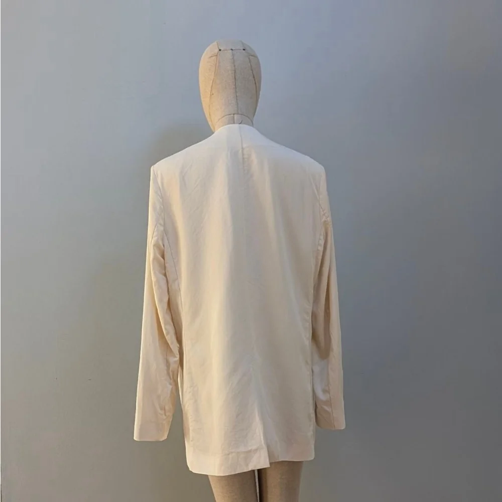 Lattelier Linen Cotton Blend Cream Blazer - Large